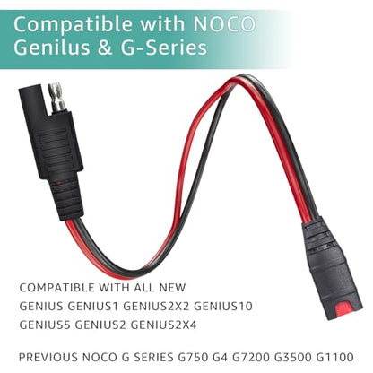 SAE Wiring Harness, Compatible with NOCO Genius 5 GC009 intelligent battery charger 4269, with 14AWG pure copper SAE connector tail fiber, used for motorcycle/ATV/UTV/car adapter connection components