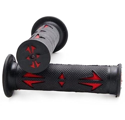 HTTMT- (7/8" BOTH SIDE) Universal ATVs & PWC Rubber Comfort Grips- [Red] Compatible with 7/8" BOTH SIDE Motorcycle Hand Grips - color: Red
