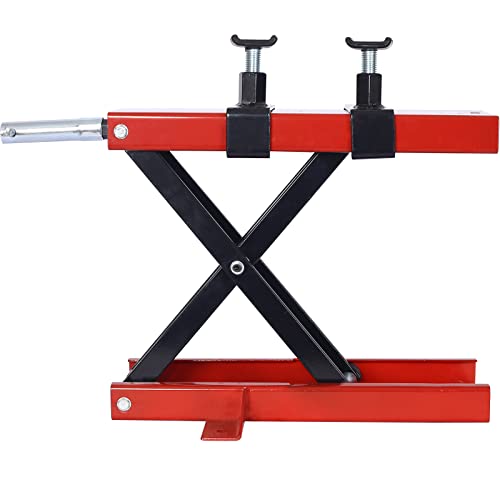 1100lbs Motorcycle Off-Road Bike Scissor Center Jack Lift Repair Stand with Wide Base and Adjustable Screw Adapters