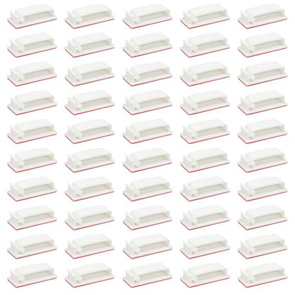 50Pcs Self-Adhesive Cable Clips, Cable Management Clips, Wire Organizer for TV PC Ethernet Cable Under Desk Home Office(White) - color: White