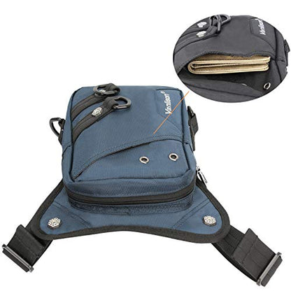 Waterproof Airsoft Tactical Drop Leg Pouch Bag Panel Motorcycle Bag - color: B-Navy