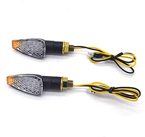 Mini Stalk Arrow Light Motorcycle Turn Signals Lights 10mm Universal Motorbike LED Indicator Blinker Amber Lamp(2 pcs) - color: Black-White