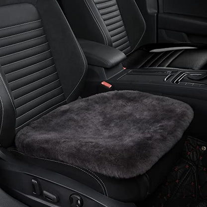 IRIWOOL Genuine Sheepskin Auto Seat Pad, Australian Soft Wool Seat Cover Breathable and Sweat-Wicking Comfort Warm Universal Fit,19.2 inch x19.2 inch (Front seat Cushion 1pc, Dark Grey) - color: Dark Grey, size: 1 Count (Pack of 1)