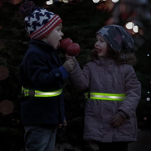 Reflective Sash for Night Walking, High Visibility Running Safety Gear with 2Pcs Reflective Armbands, Adjustable Cross-Body Reflective Belt for Men Women Kids, Essential Gear for Jogging Dog Walking