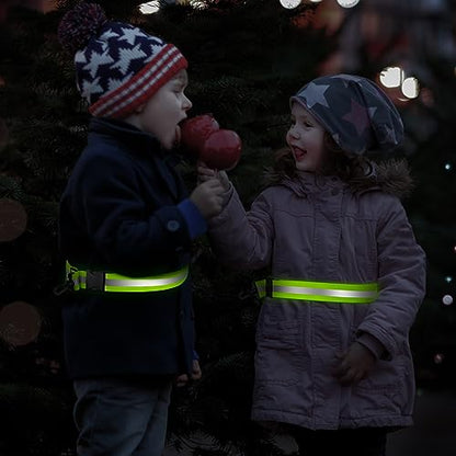 Reflective Sash for Night Walking, High Visibility Running Safety Gear with 2Pcs Reflective Armbands, Adjustable Cross-Body Reflective Belt for Men Women Kids, Essential Gear for Jogging Dog Walking