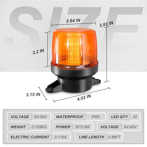 2PCS Amber Strobe Lights, 30-Led Emergency Safety Mini Strobe Beacon Lamp, Caution Flashing Warning Light For Cars, Trucks, Tow, Bus, Tractor, Trailer, ATV, RV, Vehicles