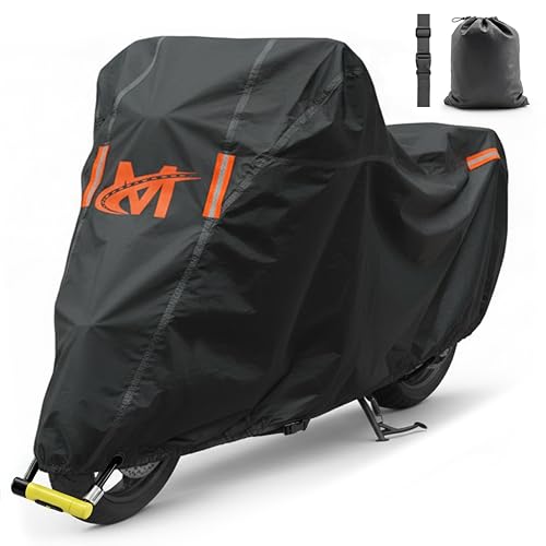 Mockins 91"x49"x39" Large Motorcycle Cover Heavy Duty Dual-Layer Fit | Motorcycle Cover Waterproof Outdoor 250G PVC + Soft HD Cotton For Midsize Cruisers, Sport-Touring & Retro Models Up to 91" - size: Motorcycle - Large - 91"x49"x39"