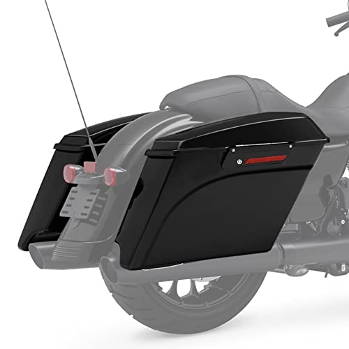 XMT-MOTO Stretched Hard Saddlebags Saddle bags for Harley 1994-2013 Touring models road glide, road king, ultra, street glide, electra glide and 1984-2017 Softail models,Gloss Black/Black Latches - color: Gloss Black/Black Latches, size: Stretched