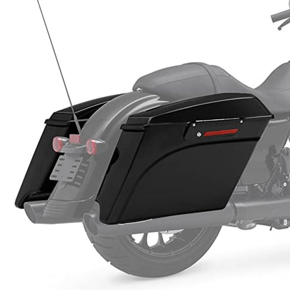 XMT-MOTO Stretched Hard Saddlebags Saddle bags for Harley 1994-2013 Touring models road glide, road king, ultra, street glide, electra glide and 1984-2017 Softail models,Gloss Black/Black Latches - color: Gloss Black/Black Latches, size: Stretched
