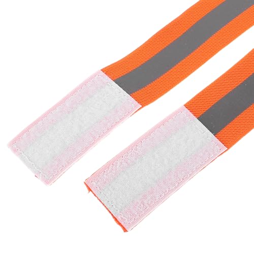 4pcs Reflective Leg Straps and Arm Bands, Adjustable Elastic High Visibility Safety Bands for Cycling, Running, and Outdoor Sports, Orange