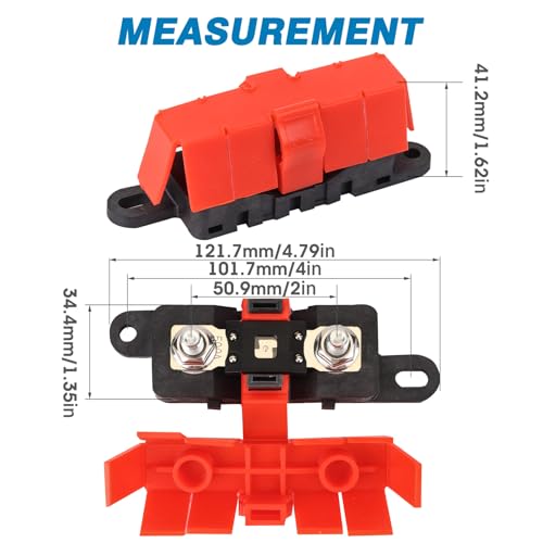 GLOSO Mega Fuse Holder Bolt-Down AMG with Cover (Fuse not inclued) M8 Stud 500 Amp Rating - color: 1 Red Fuse Holder, size: Fuse Holder