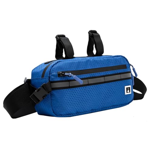 ROYALFAIR Waterproof Bike Handlebar Bag with Reflective Strips & Shoulder Strap, Bicycle Front Frame Storage Pouch for Mountain Road Cycling Commuting (blue) - color: blue