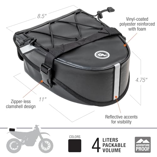 Giant Loop Klamath Tail Rack Pack, 4-liter Soft Luggage Motorcycle Bag, Secures to Any Motorcycle Tail Rack or Dirt Bike Rear Fenders (Black 2023)