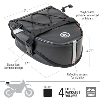 Giant Loop Klamath Tail Rack Pack, 4-liter Soft Luggage Motorcycle Bag, Secures to Any Motorcycle Tail Rack or Dirt Bike Rear Fenders (Black 2023)