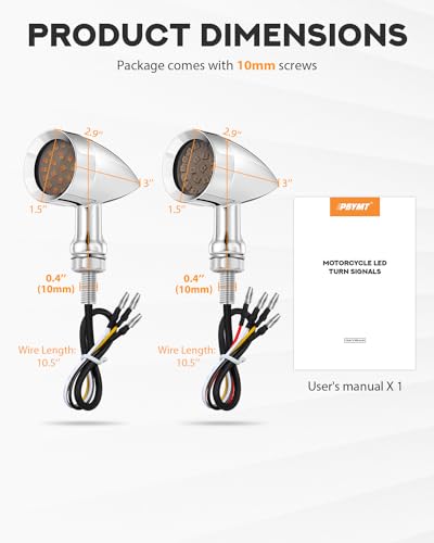 PBYMT Motorcycle Bullet Front Rear Turn Signal White Amber Light SMD Motoecycle Rear Blinker Indicator Compatible with Honda Yamaha Suzuki Kawasaki（4 Pcs） - color: Chrome