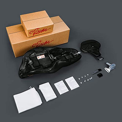 C.C. RIDER Motorcycle Seat Driver Passenger Touring Seat with Backrests for Harley Davison Electra Glide Classic Street Glide Road Glide 2009-2023 - color: Black Blue Seat + Rider Backrest