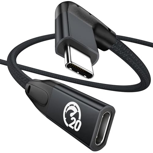 UseBean Right Angle USB C Extension Cable 1.6FT, 90 Degree USB-C 3.2 Gen 2 20Gbps Male to Female Type C 4K Video Extender Cord, for USBC Hub, MacBook, iPad Pro/Air/Mini, Galaxy S25/S24, iPhone 16 15 - color: BLACK, size: 1.6FT