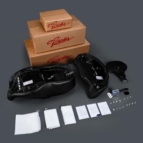 C.C. RIDER 2 Up Rider&Passenger Seat and Driver Brackrest Wrap Around King Trunk Backrest fit for Harley Touring Road King Street Glide Road Glide Electra Glide 2014-2023 - color: 08# Black+ Rider/ Passenger Backrests