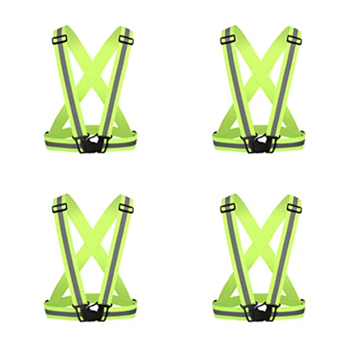 Running Reflective Vest Reflective Belt Adjustable Safety Vest Night Running Outdoor Riding High Visibility Reflective Tape for Motorcycle Jogging 4pieces