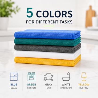 Microfiber Cleaning Cloths 15"x15" – Lint-Free Multi-Surface Household Cleaning Cloths, Highly Absorbent Reusable Microfiber Towels for Kitchen, Glass, Bathroom, Car & Home – 25 Pack - size: 25 Pack
