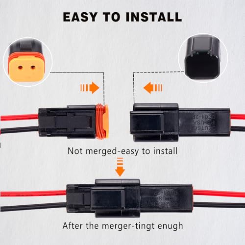 2 Pin DT Connectors Waterproof,2 Wire Connector 16 AWG Automotive Electrical Connector, 2 Pin Male and Female Plug Quick Disconnect Connectors for Car Truck Motorcycle Marine Boat(5 Pairs) - size: DT 2P