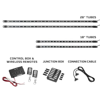 LEDGlow 4pc Million Color LED 4-Seater Golf Cart Underglow Accent Neon Lighting Kit Fits EZGO, Yamaha, Club Car, ICON, Evolution, Tomblerin, Star EV - for 12-Volt Battery - Water Resistant Flex Tubes
