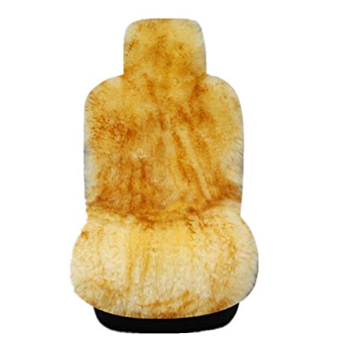 Winter Warm Authentic Australia Sheepskin Car Seat Cover Luxury Long Wool Front Seat Cover Fits Most Car, Truck, SUV, or Van (Brown Tips) - color: Brown tips
