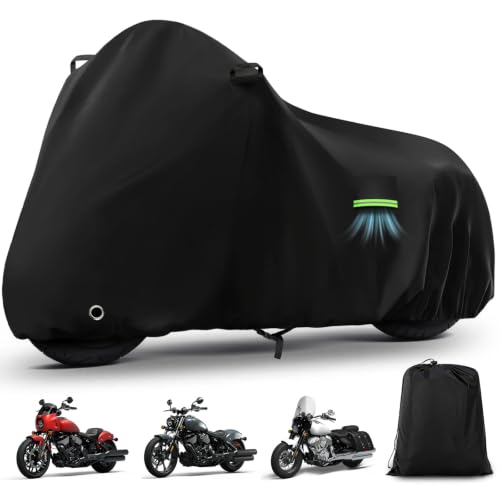 Motorcycle Cover Waterproof for Indian Chief Dark Horse/Chief Bobber/Super Chief Limited, Heavy Duty Outdoor Sun UV Rain Dust All Weather Protection Motorbike Cover with Soft Cotton Lining & Lock Hole - size: Chief Models