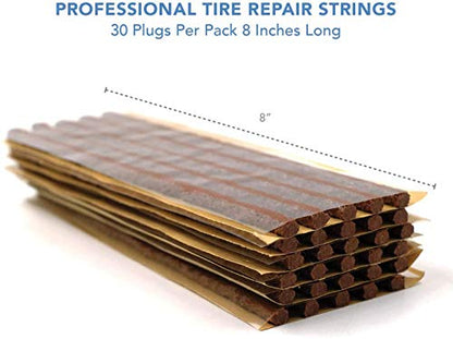CKAuto 30pcs 8" Brown Tire Repair Strings, Automotive Tool Tire Repair Plugs for Tubeless Off-Road Tires Car, Bike, ATV, UTV, Wheelbarrow, Mower - color: Brown, size: 8" x φ0.236" 30pcs