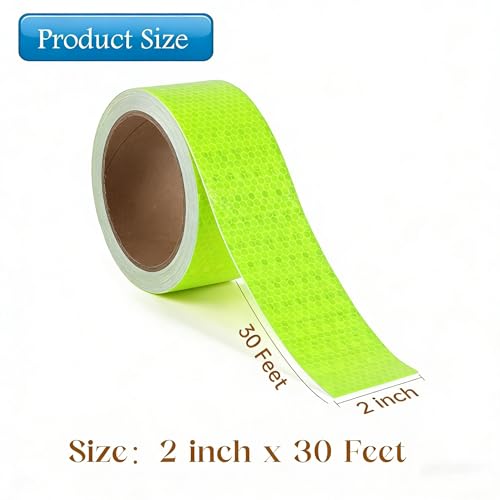 High-Visibility Reflective Safety Tape, Adhesive Tape, 2 Inch X 30 Ft, Fluorescent Green,1 Roll - size: Fluorescent Green-2 Inch