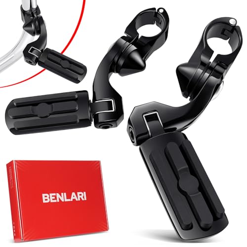 Benlari Highway Pegs 1in 1-1/4 in Highway Footpegs 304 Stainless Steel Long Angled Adjustable Fit For Harley Touring Street Glide Road King Electra Glide Softail Dyna Black Style2 - color: BLACK, size: SHORT