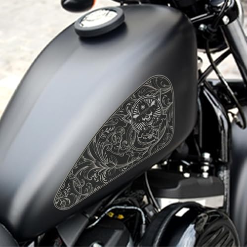 Skull Motorcycle Gas Tank Graphics Fuel Oil Tank Pad Decals for Harley Sportster XL 883 1200 Softail Dyna Bobber - color: 2pcs Side Gas Tank Pad