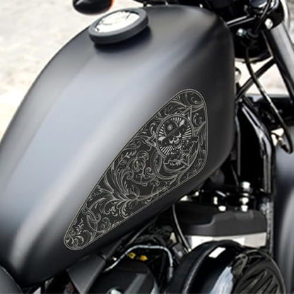 Skull Motorcycle Gas Tank Graphics Fuel Oil Tank Pad Decals for Harley Sportster XL 883 1200 Softail Dyna Bobber - color: 2pcs Side Gas Tank Pad