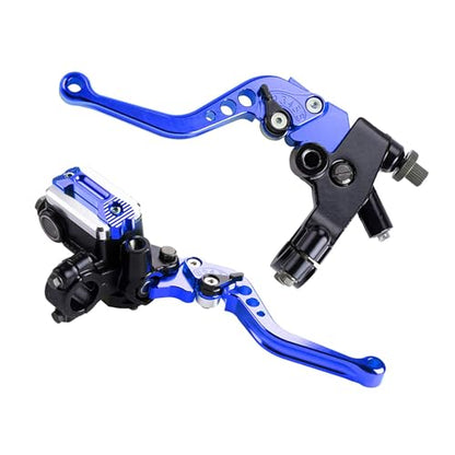 7/8" 22mm Motorcycle Brake Levers Handlebar Brake Reservoir Master Cylinder Clutch Lever Set Compatible with Harley Honda Suzuki Yamaha Blue Motorbike Brake Lever - color: Blue