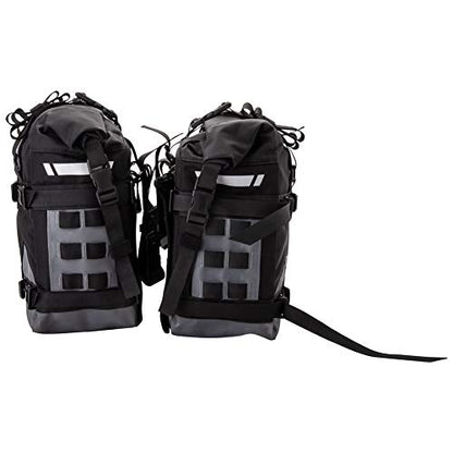 Tusk Pilot Pannier Bags Black/Grey | Durable Soft Saddlebags with Roll‑Top Closure, Waterproof Liners and Reflective Accents | Adventure Motorcycle Storage