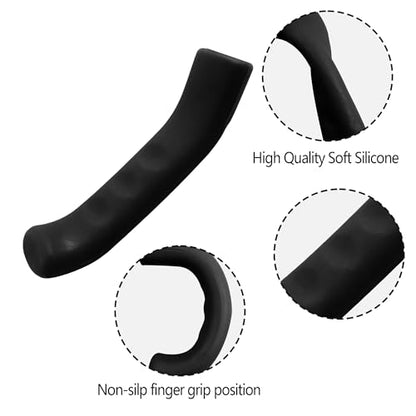 2 Pairs Bicycle Brake Lever Grip Protector Cover, Non-Slip Brake Lever Grip, Silicone Sleeve Universal Brake Protection Handle Cover for Bicycle, Cycling, Road/Mountain Bikes, Black - color: Black