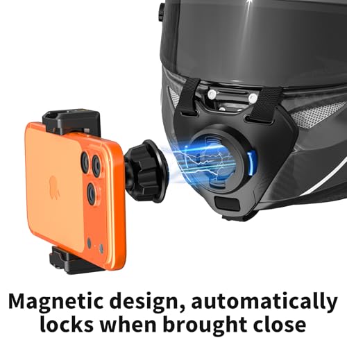 Magnetic Motorcycle Helmet Chin Strap Mount with Phone Holder, Elastic Strap Helmet Chin Mount for iPhone 17 16 15 14 13 Pro Max and More Smartphones