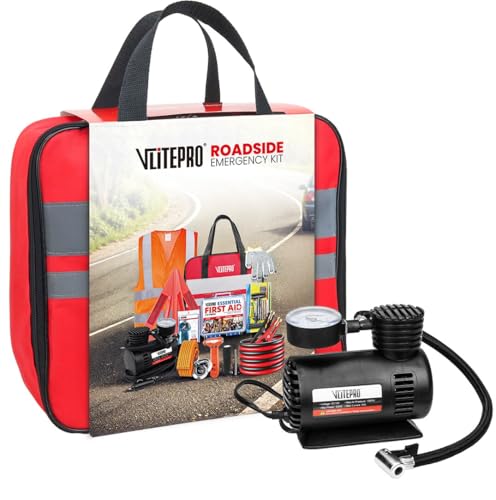 Car Emergency Kit,Roadside Emergency Car Kit for Vehicles,with Portable Air Compressor,Jumper Cable for Women,Men,Teen