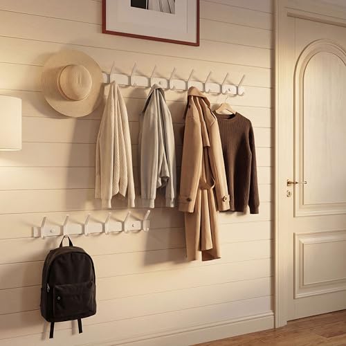 WEBI Coat Rack Wall Mount,Coat Hooks Wall Mounted,Coat Hanger Wall Hook Rack,6 Hooks for Hanging Coats,Jacket,Hats,Clothes,White - size: 6 Hooks