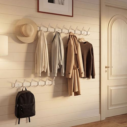WEBI Coat Rack Wall Mounted,Coat Hooks Wall Mount,Coat Hanger Wall Hook Rack,6 Hooks for Hanging Coats,Hats,Jacket,Clothes,White,2 Packs - size: 6 Hooks(2 Packs)