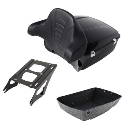 TCMT King Motorcycle Tour Trunk Backrest Mount Rack Fit For Harley 2014-2025 Touring CVO Road King Road Glide Street Glide Electra Glide Ultra Limited Pack - color: Style A+Black 2 Up Rack#2