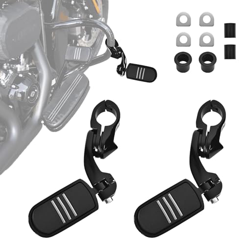 Upgraded-Highway Pegs, 1.25" Highway Footpegs Aluminum Short Angled Fit For 1''&1.25''(25/32mm) Crash Bars Compatible with Harley Road Electra Glide Road King Street Glide Softail Dyna Sportster Black