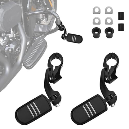 Upgraded-Highway Pegs, 1.25" Highway Footpegs Aluminum Short Angled Fit For 1''&1.25''(25/32mm) Crash Bars Compatible with Harley Road Electra Glide Road King Street Glide Softail Dyna Sportster Black