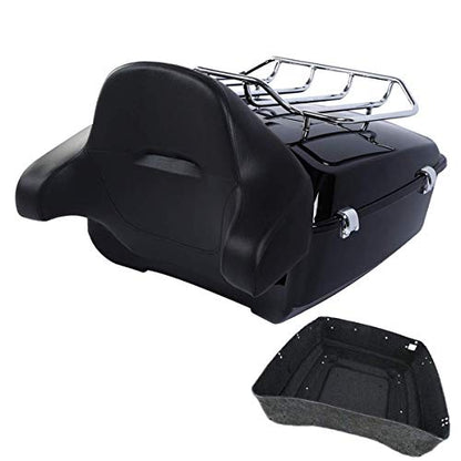 TCMT King Motorcycle Trunk Box Backrest Luggage Rack Fit For Harley 2014-2025 Touring CVO Road King Road Glide Street Glide Electra Glide Pack - color: Style B