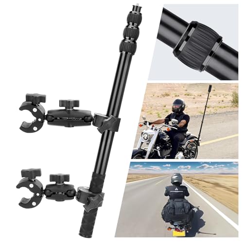 Motorcycle Camera Mount Kit for Insta360 X4, X3, X2, RS & GoPro - 63” Aluminum Alloy Invisible Selfie Stick with Metal Knobs, Perfect for Cycling Video Recording & Vlogging