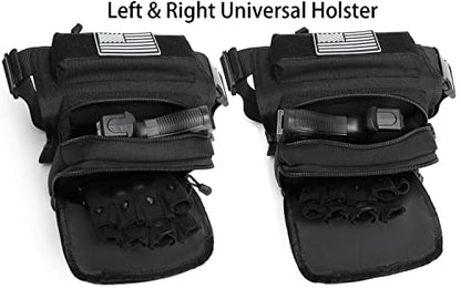Motorcycle Tactical Drop Leg Thigh Bag with Holster Handgun Firearm Pistol Bag for Men Hunting Shooting Range Additional 3 Magazine Storage Slots - color: Black