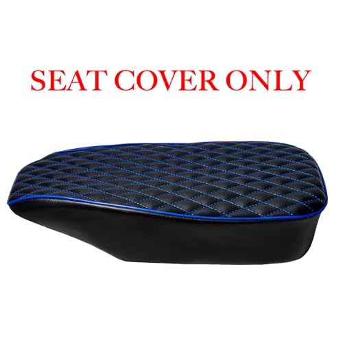 JMCHstore Blue Diamond Stitch Retro Upgraded 17'' Seat Cover for Coleman BT200X Mini Bike 196cc, Hisun 200-7 for Viper 200cc Trail Bike Cushion Replacement Parts - color: Blue Stitch