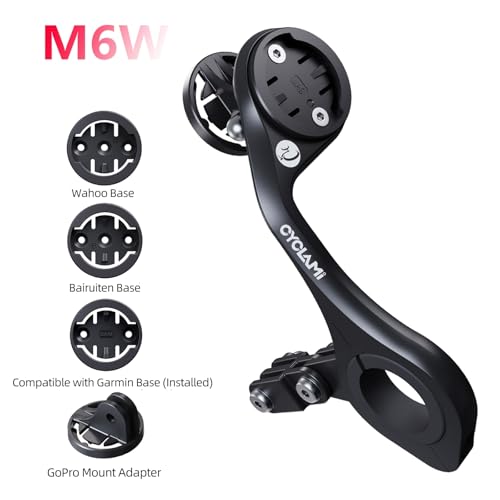 Out Front Mount Compatible with Garmin Edge GPS Bike Computer, XOSS G/G+, iGPSPORT Bike Light & Gopro Cycling Handlebar 25.4mm 31.8mm (M6W) - style: M6W