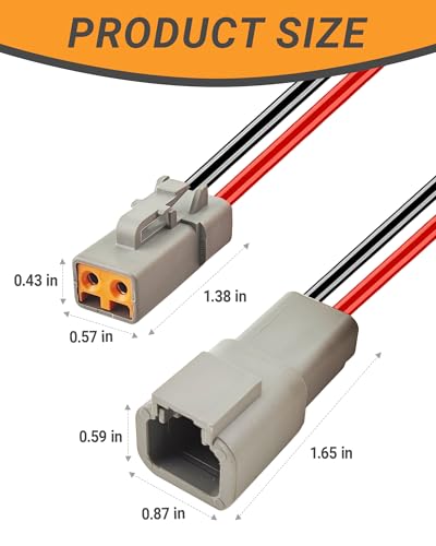 12 AWG 2 Pin DTP Connector, 2 Way Automotive Waterproof Electrical Connectors Heavy Duty, 12 Gauge Cable Wire Male and Female Quick Connect Harness for Car Truck Boat LED-3 Pack - style: 2 Pin:12AWG