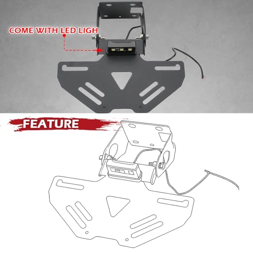 Foldable License Plate Holder with License Plate Light, Compatible with OEM/Stock Turn Signal Motorcycle Fender Eliminator Compatible with Z900 2025 Z900SE 2025 Accessories